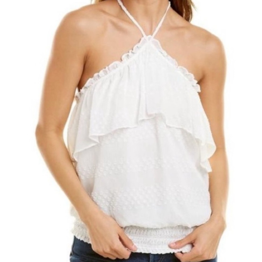 Ramy Brook Jules White Clip Dot Halter Top - S